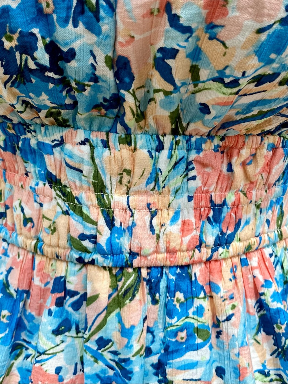 Abercrombie & Fitch Floral Ruffle Maxi Dress in Blue and Peach NWT Size XS - Picture 8 of 15